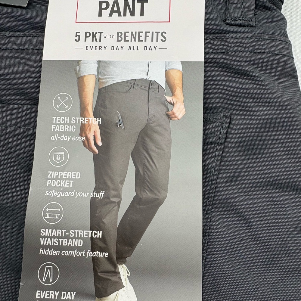 English Laundry Men's Pants in Charcoal Gray with Red Accent